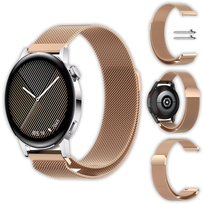 Bransoleta Milanese Vanfone ze stali nierdzewnej do Huawei Watch GT 2 42mm, GT 3 42mm, GT 3 Pro 43mm, różowe złoto