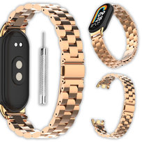 Bransoleta opaska pasek ze stali nierdzewnej Vanfone do Xiaomi Mi Smart Band 8/9, różowe złoto
