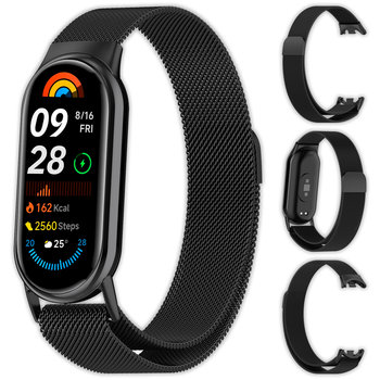 Bransoleta pasek opaska Milanese Vanfone ze stali nierdzewnej do Xiaomi Mi Smart Band 8/9, czarny - Vanfone