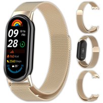 Bransoleta pasek opaska Milanese Vanfone ze stali nierdzewnej do Xiaomi Mi Smart Band 8/9, jasne złoto