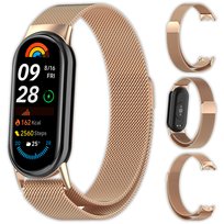 Bransoleta pasek opaska  Milanese Vanfone ze stali nierdzewnej do Xiaomi Mi Smart Band 8/9, różowe złoto