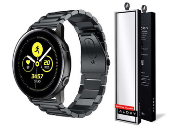 Bransoletka Alogy Stainless steel do Galaxy Watch Active 2 19cm czarna (20mm) - Alogy