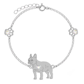 Bransoletka Bulldog Francuski serce GRAWER - MEJK Jewellery - Radziszewska