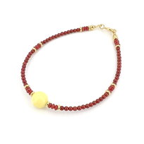 Bransoletka bursztyn srebro 925 pozłacane koral czerwona 7394