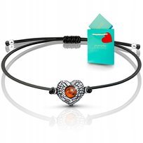 Bransoletka bursztyn sznurkowa srebrna damska z bursztynu bałtyckiego modna