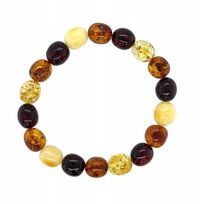 Bransoletka BURSZTYNOWA na gumce kolorowa wałek bursztyn bałtycki