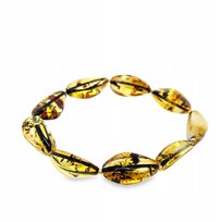 Bransoletka BURSZTYNOWA na gumce zielona bursztyn bałtycki