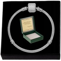 Bransoletka Charms Modułowa Damska Srebro Rodowane Próba 925 Cyrkonie 18 Cm