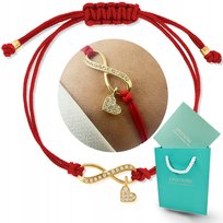 Bransoletka czerwona sznurek sznurkowa srebrna 925 nieskończoność szczęście