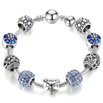 Bransoletka damska SREBRNA modułowa blue  CHARMS Miss Glow