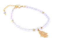 Bransoletka Kryształ Górski Zawieszka Hamsa Brazi Druse Jewelry