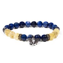 Bransoletka lapis lazuli/kwarc rutylowany z ganesh ANCIENT WISDOM