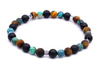 Bransoletka Męska Turkus, Turmalin I Tygrysie Oko Brazi Druse Jewelry