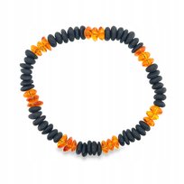 Bransoletka Męska z Bursztynu Koniak Czarny Rękodzieło