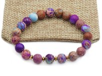 Bransoletka na gumce kamień koraliki jaspis cesarski fioletowy