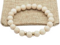 Bransoletka na gumce kamień rzeczny beżowy