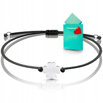 Bransoletka na sznurku koniczyna koniczynka sznurkowa srebro 925