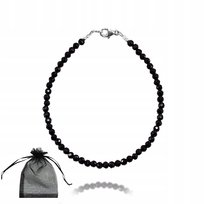 Bransoletka Naturalny Czarny TURMALIN Fasetowany 3mm Srebrne Zapięcie 18cm, bez marki, AG00000575 Inna marka