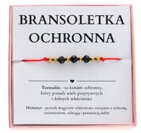 Bransoletka OCHRONNA z czarnym turmalinem NA CZERWONYM SZNURKU hematyt ArtWings