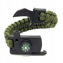 BRANSOLETKA OPASKA PARACORD SURVIVAL 5w1 Z NOŻEM WOJSKOWA PRZETRWANIA MAWE