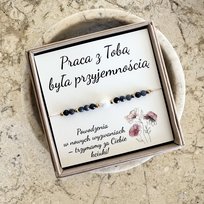 Bransoletka Praca z Tobą była przyjemnością z Szafirem i Perłą Hematyt Złoty Regulowana Prezent Nowy Początek