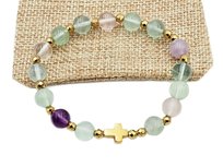 Bransoletka różaniec na rękę fluoryt sakwa