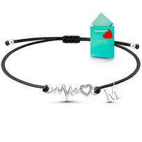 Bransoletka srebrna na sznurku linia życia literka damska sznurkowa 925