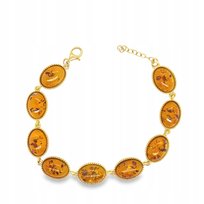 Bransoletka srebrna POZŁACANA z bursztynem bałtyckim srebro ELEGANCKA