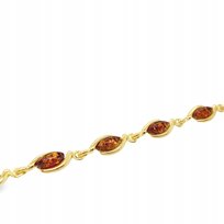 Bransoletka srebrna POZŁACANA z bursztynem naturalnym srebro ELEGANCKA