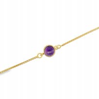 Bransoletka srebrna pozłacana z naturalnym ametystem kamień srebro 925