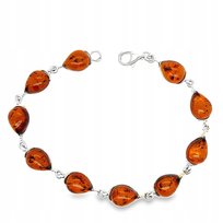 Bransoletka srebrna z bursztynem bałtyckim srebro elegancka KONIAKOWY