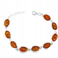 Bransoletka srebrna z bursztynem bałtyckim srebro elegancka KONIAKOWY