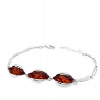 Bransoletka srebrna z bursztynem bałtyckim srebro elegancka KONIAKOWY