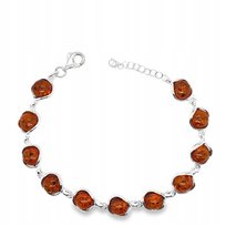 Bransoletka srebrna z bursztynem bałtyckim srebro oczka KONIAKOWY