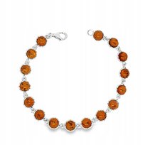 Bransoletka srebrna z bursztynem delikatna koniakowa SREBRO 925