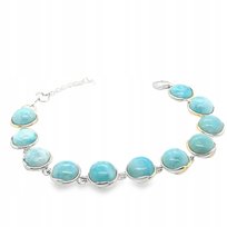 Bransoletka srebrna z larimarem niebieskim błękitna delikatna SREBRO