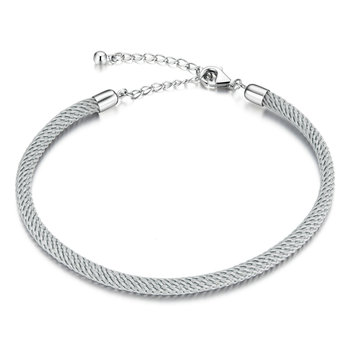 Bransoletka srebrna z szarym sznurkiem do CHARMS beads pr 925 - WatchMe