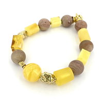 Bransoletka srebro 925 pozłacane bursztyn rodonit 6478