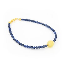 Bransoletka srebro 925 pozłacane bursztyn szafiry 9260