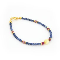 Bransoletka srebro 925 pozłacane bursztyn szafiry rubiny 9266