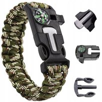 Bransoletka Survival Opaska 5W1 Kompas Krzesiwo Linka Ostrze Linka Paracord VERK GROUP