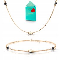 Bransoletka turmalin i cytryn naszyjnik celebrytka komplet złota srebro 925