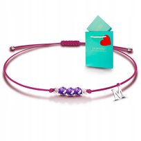 Bransoletka z ametystem srebrna sznurkowa Twoja literka biżuteria 925