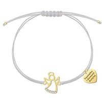 Bransoletka z Aniołkiem srebro pozłacane sznurek