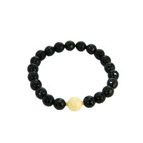 Bransoletka z bursztynem bałtyckim i czarnym onyksem 7907