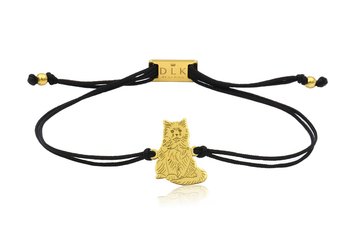 Bransoletka z kotem birmańskim złotym na sznurku - DeLaKinia