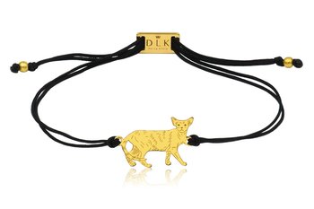 Bransoletka z kotem orientalnym złotym na sznurku - DeLaKinia