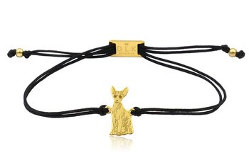 Bransoletka z kotem sfinksem złotym na sznurku - DeLaKinia