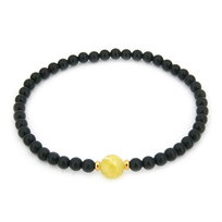 Bransoletka z kulką bursztynową i czarnym onyksem 8699