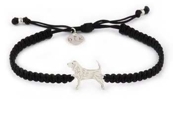 Bransoletka z psem beagle srebrnym na czarnej makramie - DeLaKinia